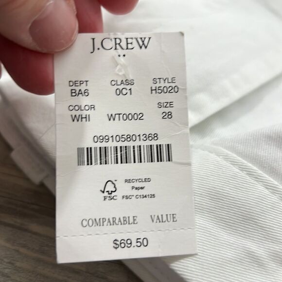J. Crew Factory 9" flex chino short in white NWT size 28 - Picture 9 of 12
